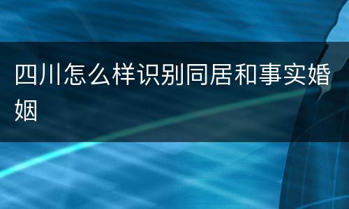 四川怎么样识别同居和事实婚姻