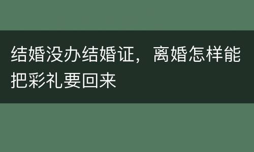 结婚没办结婚证，离婚怎样能把彩礼要回来