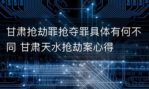 甘肃抢劫罪抢夺罪具体有何不同 甘肃天水抢劫案心得