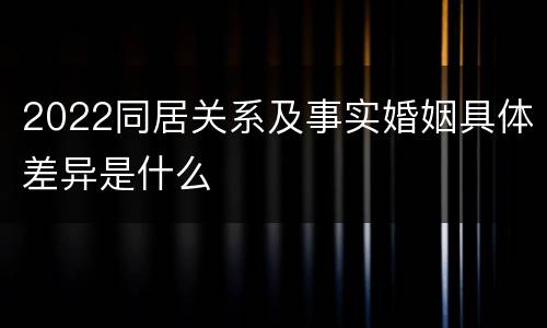 2022同居关系及事实婚姻具体差异是什么