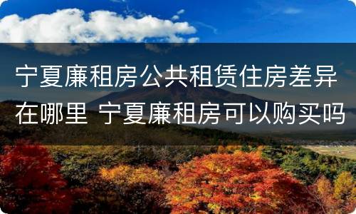 宁夏廉租房公共租赁住房差异在哪里 宁夏廉租房可以购买吗