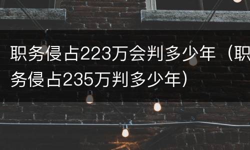 职务侵占223万会判多少年（职务侵占235万判多少年）