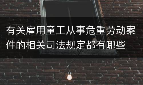 有关雇用童工从事危重劳动案件的相关司法规定都有哪些