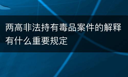 两高非法持有毒品案件的解释有什么重要规定