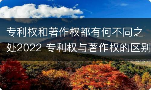 专利权和著作权都有何不同之处2022 专利权与著作权的区别