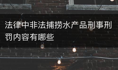 法律中非法捕捞水产品刑事刑罚内容有哪些