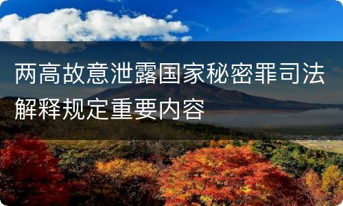 两高故意泄露国家秘密罪司法解释规定重要内容