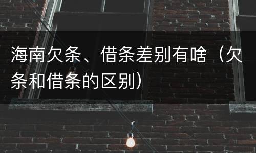 海南欠条、借条差别有啥（欠条和借条的区别）