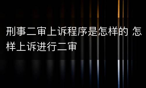 刑事二审上诉程序是怎样的 怎样上诉进行二审