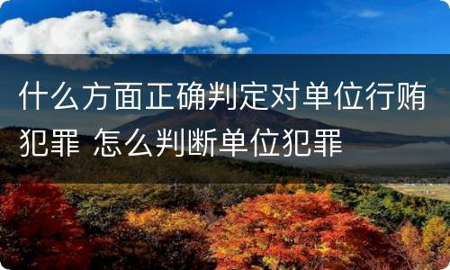 什么方面正确判定对单位行贿犯罪 怎么判断单位犯罪