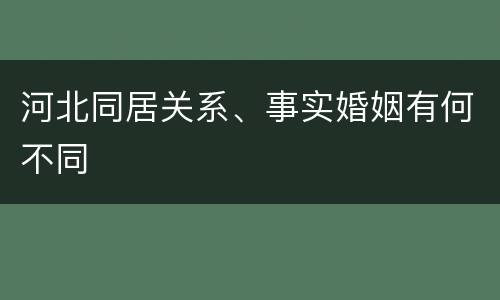 河北同居关系、事实婚姻有何不同