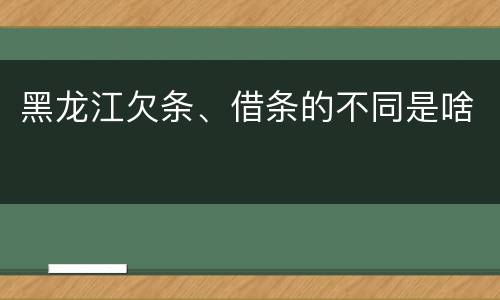 黑龙江欠条、借条的不同是啥