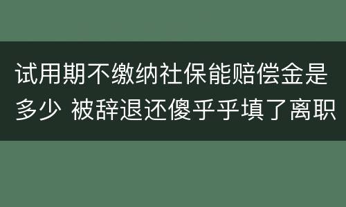 试用期不缴纳社保能赔偿金是多少 被辞退还傻乎乎填了离职证明