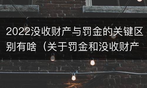 2022没收财产与罚金的关键区别有啥（关于罚金和没收财产的司法解释）