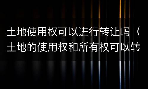 土地使用权可以进行转让吗（土地的使用权和所有权可以转让吗）