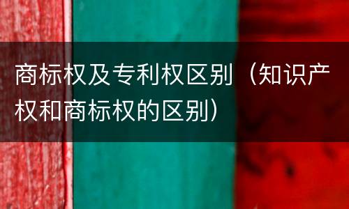 商标权及专利权区别（知识产权和商标权的区别）