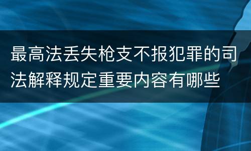 最高法丢失枪支不报犯罪的司法解释规定重要内容有哪些