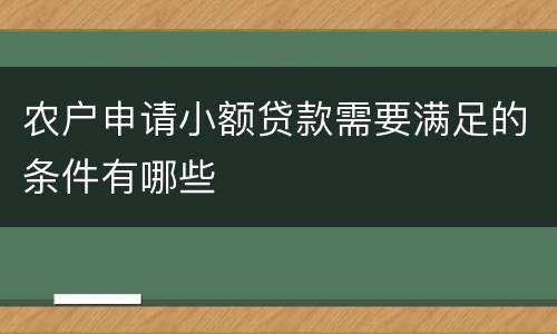 农户申请小额贷款需要满足的条件有哪些