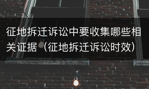 征地拆迁诉讼中要收集哪些相关证据（征地拆迁诉讼时效）