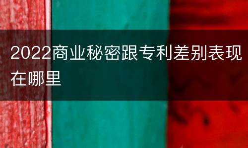 2022商业秘密跟专利差别表现在哪里