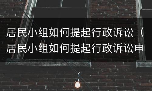 居民小组如何提起行政诉讼（居民小组如何提起行政诉讼申请）