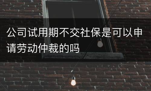 公司试用期不交社保是可以申请劳动仲裁的吗