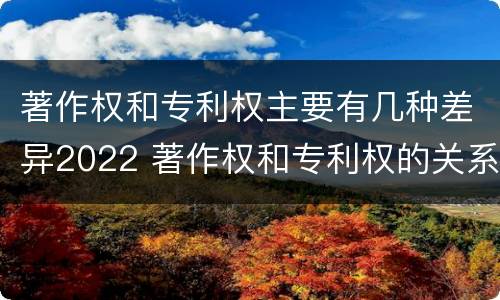 著作权和专利权主要有几种差异2022 著作权和专利权的关系如何