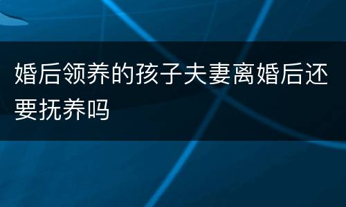 婚后领养的孩子夫妻离婚后还要抚养吗