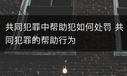 共同犯罪中帮助犯如何处罚 共同犯罪的帮助行为