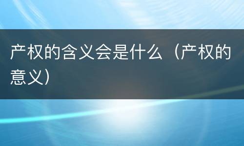 产权的含义会是什么（产权的意义）