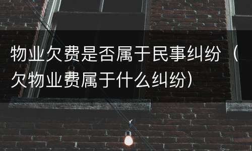 物业欠费是否属于民事纠纷（欠物业费属于什么纠纷）