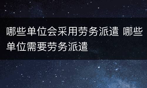 哪些单位会采用劳务派遣 哪些单位需要劳务派遣