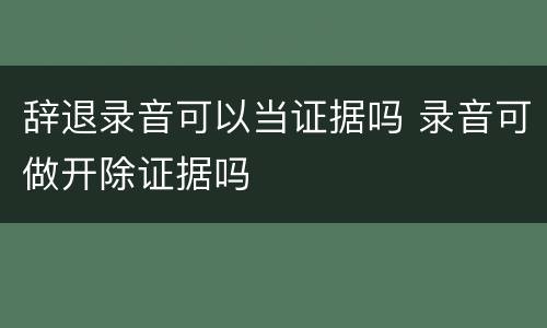 辞退录音可以当证据吗 录音可做开除证据吗