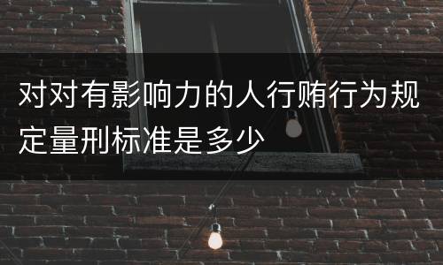 对对有影响力的人行贿行为规定量刑标准是多少