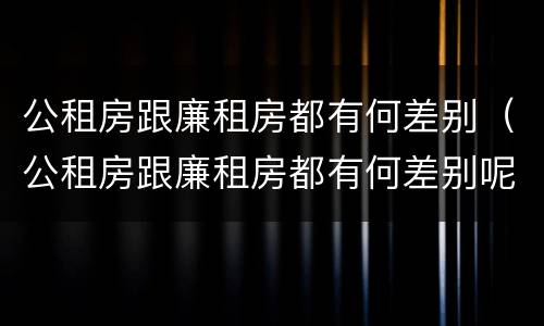 公租房跟廉租房都有何差别（公租房跟廉租房都有何差别呢）