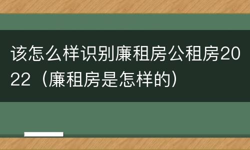 该怎么样识别廉租房公租房2022（廉租房是怎样的）