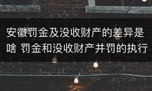 安徽罚金及没收财产的差异是啥 罚金和没收财产并罚的执行顺序