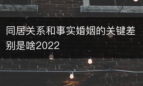 同居关系和事实婚姻的关键差别是啥2022