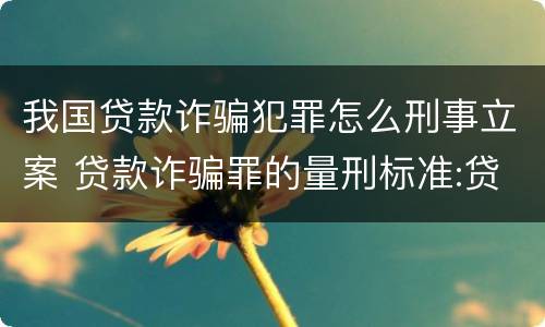 我国贷款诈骗犯罪怎么刑事立案 贷款诈骗罪的量刑标准:贷款诈骗罪立案标准