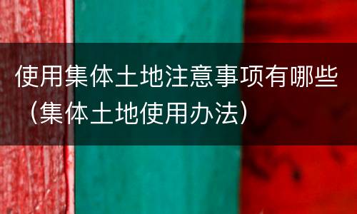 使用集体土地注意事项有哪些（集体土地使用办法）