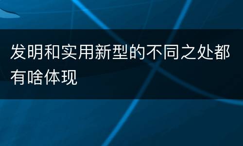 发明和实用新型的不同之处都有啥体现