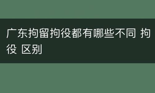 广东拘留拘役都有哪些不同 拘役 区别