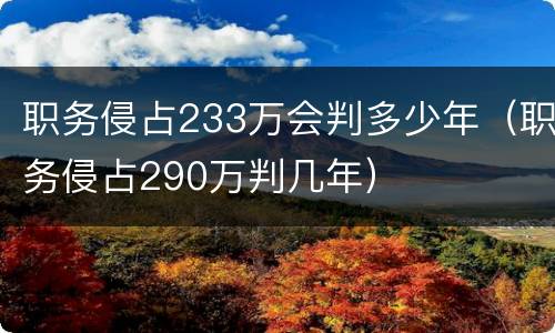 职务侵占233万会判多少年（职务侵占290万判几年）