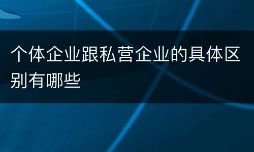 个体企业跟私营企业的具体区别有哪些