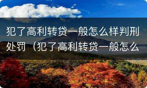 犯了高利转贷一般怎么样判刑处罚（犯了高利转贷一般怎么样判刑处罚决定书）