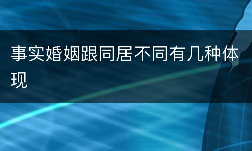 事实婚姻跟同居不同有几种体现