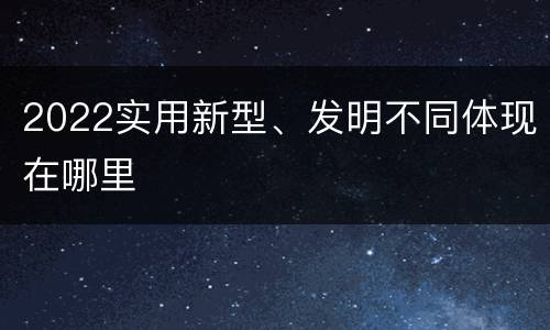 2022实用新型、发明不同体现在哪里