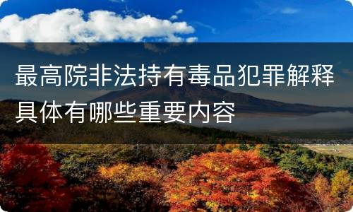 最高院非法持有毒品犯罪解释具体有哪些重要内容