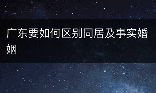 广东要如何区别同居及事实婚姻