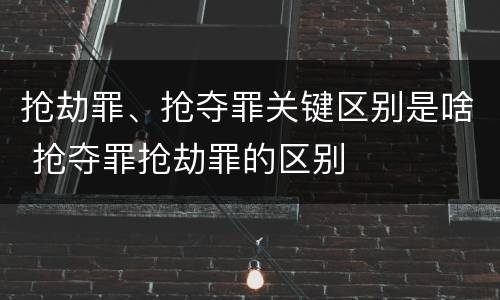 抢劫罪、抢夺罪关键区别是啥 抢夺罪抢劫罪的区别